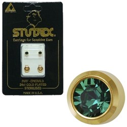 STUDEX Birthstone studs - reg bezel gold - may / emerald